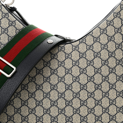 Gucci GG Supreme Monogram Textured Calfskin Web Large Attache Shoulder Bag Beige Blue 8 of 12