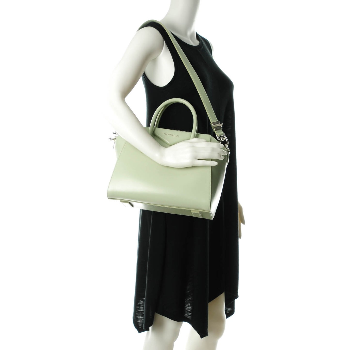 Shiny Lord Calfskin Small Antigona Aqua Green