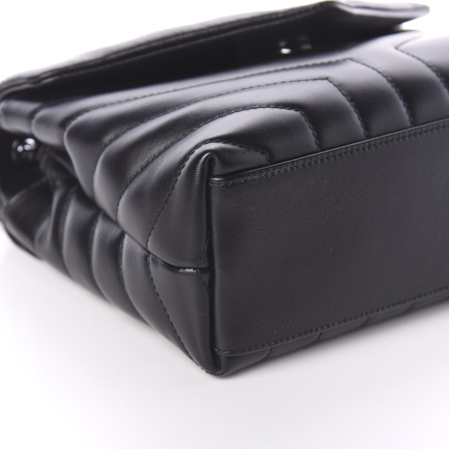 Saint Laurent Calfskin Y Quilted Monogram Small Loulou Chain Satchel Black 9 of 10