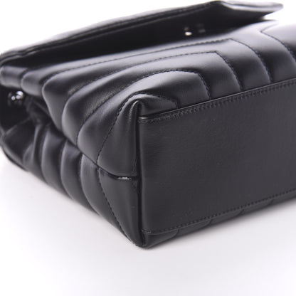 Saint Laurent Calfskin Y Quilted Monogram Small Loulou Chain Satchel Black 9 of 10