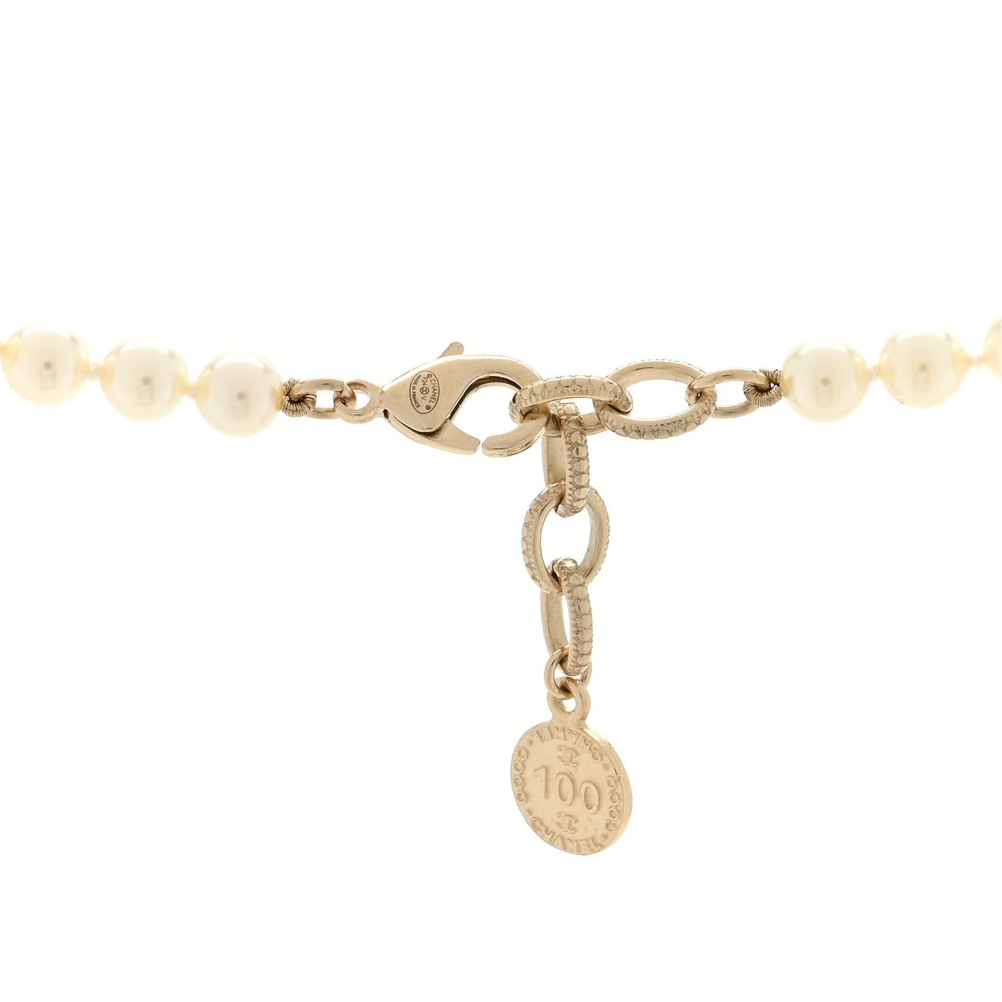 Pearl CC 100th Anniversary Necklace Light Gold