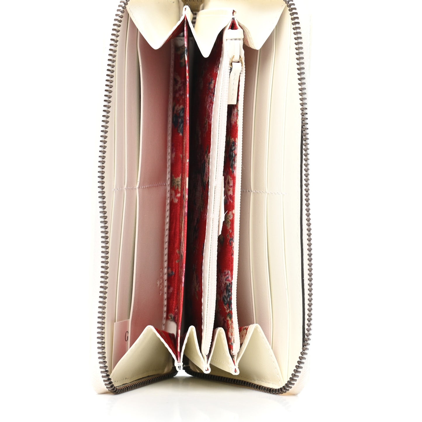 Calfskin Web Trapuntata GG Zip Around Wallet Off White