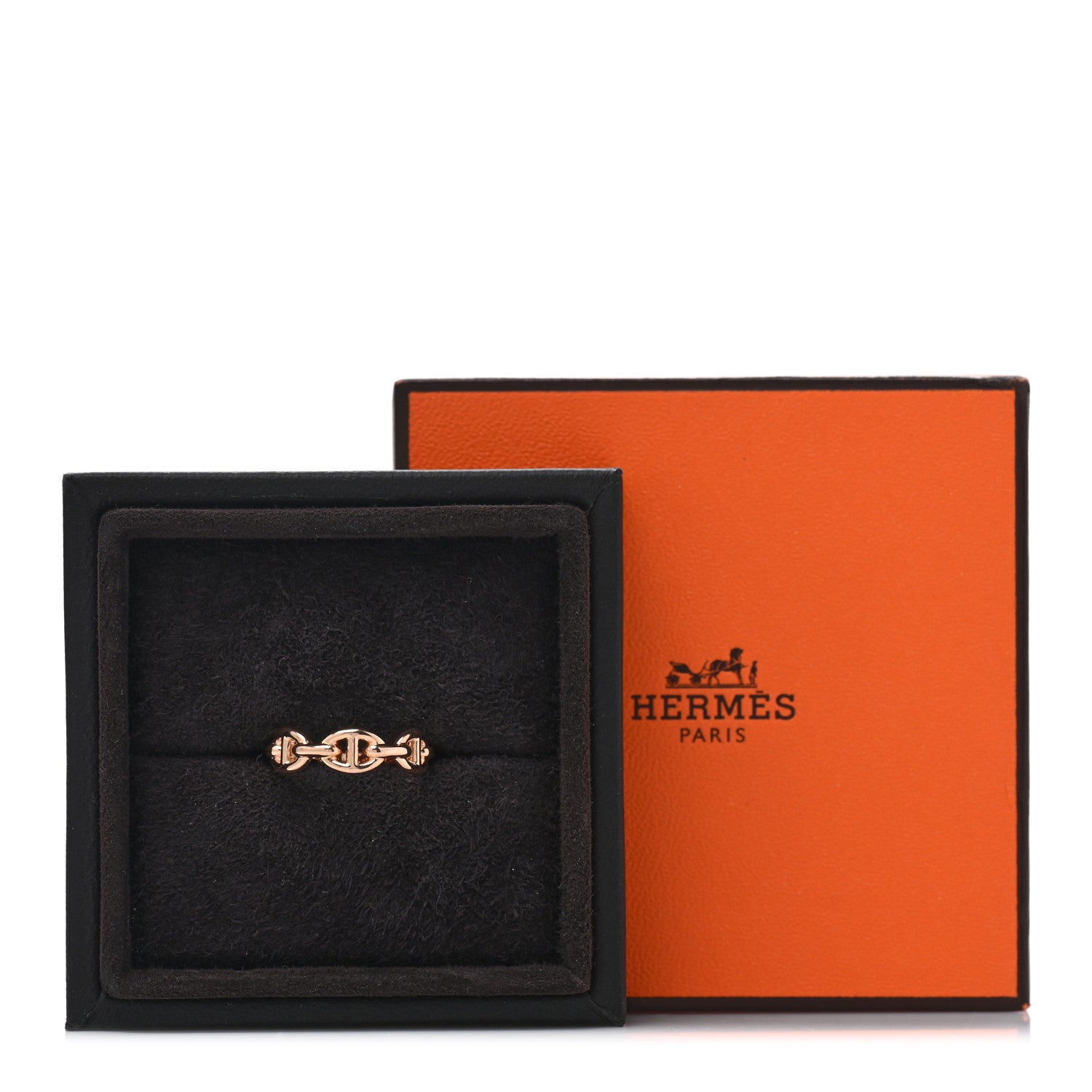 Hermes 18K Rose Gold PM Chaine d'Ancre Enchainee Ring 52 6 5 of 5