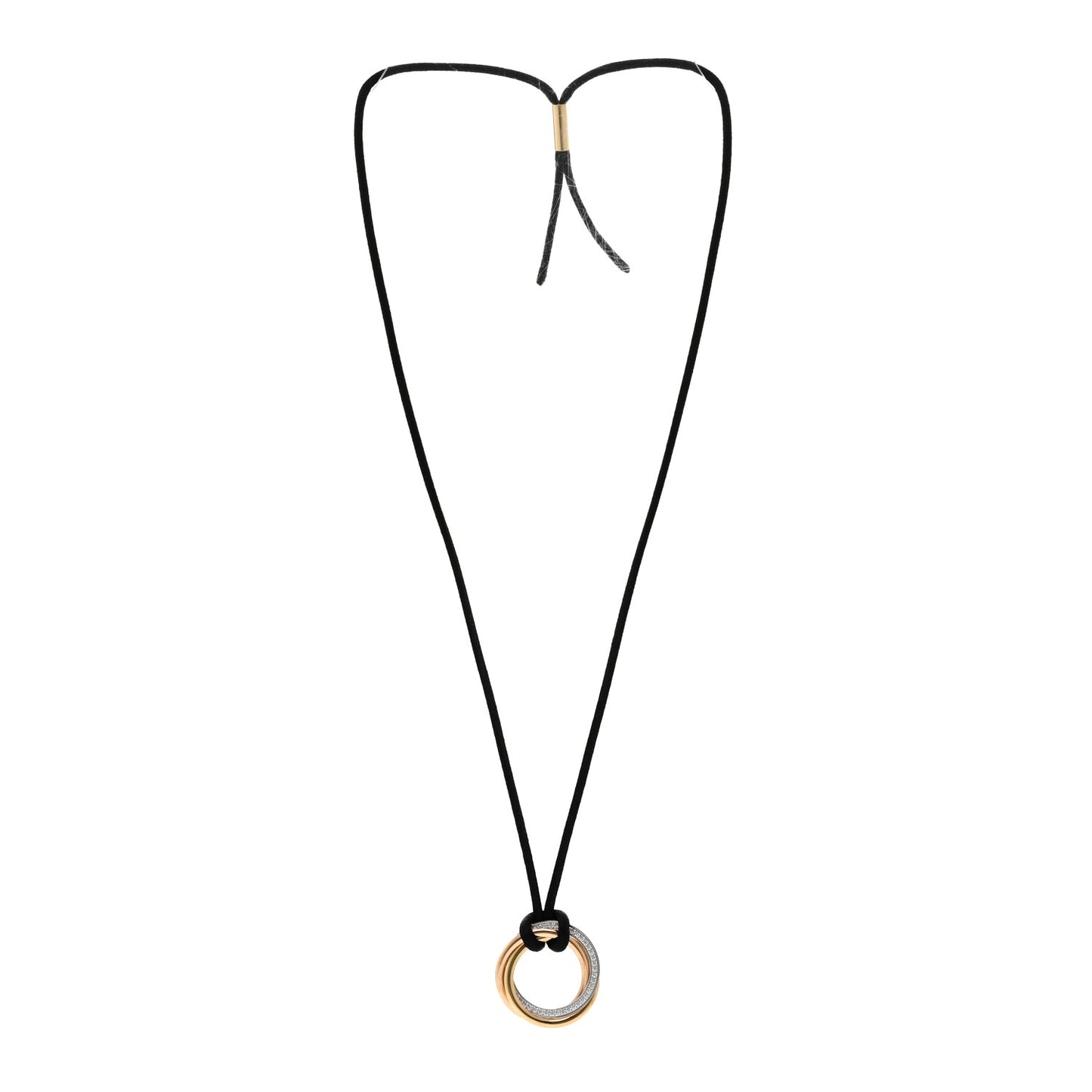 18K Pink Yellow White Gold Diamond Medium Trinity Cord Necklace