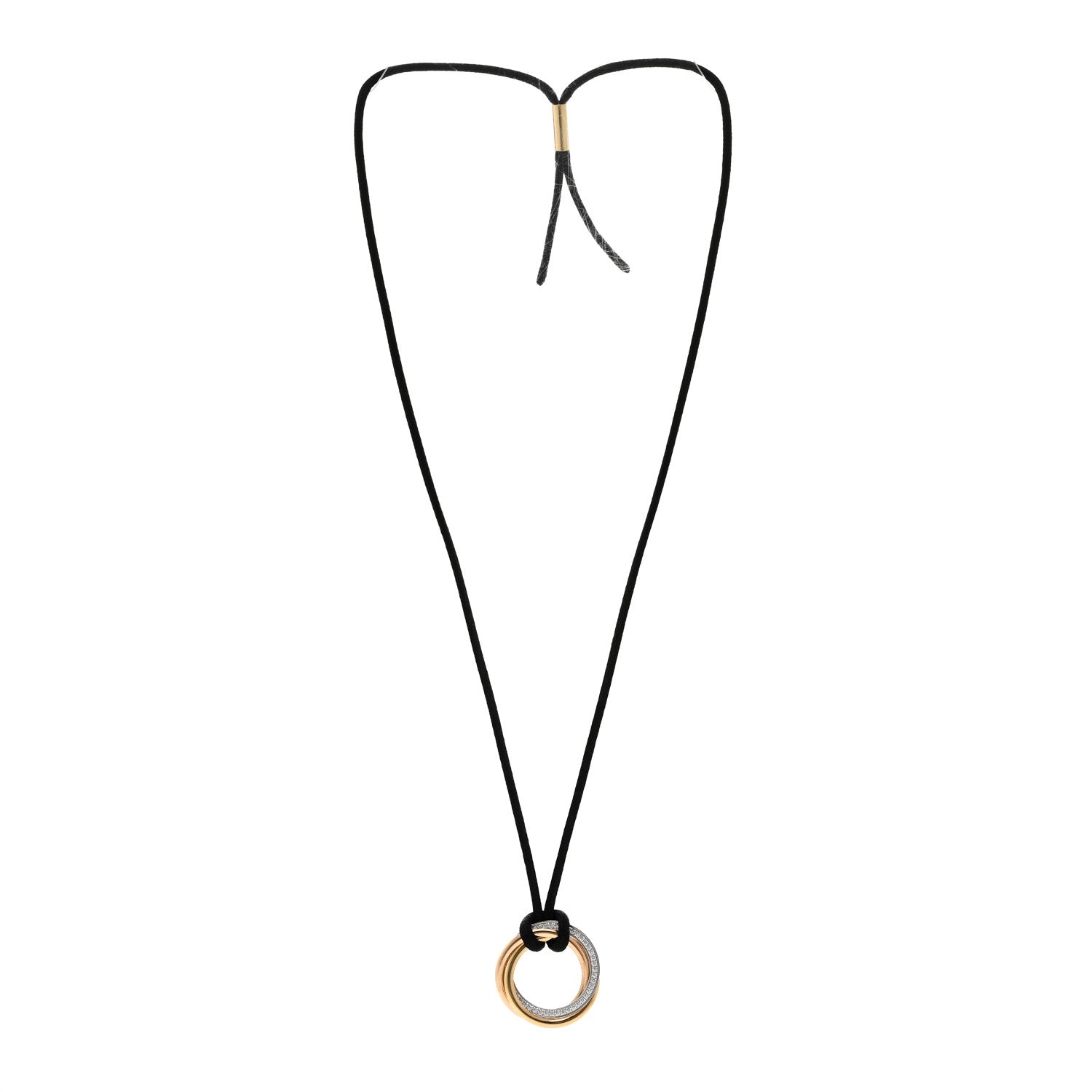 Cartier 18K Pink Yellow White Gold Diamond Medium Trinity Cord Necklace 3 of 4