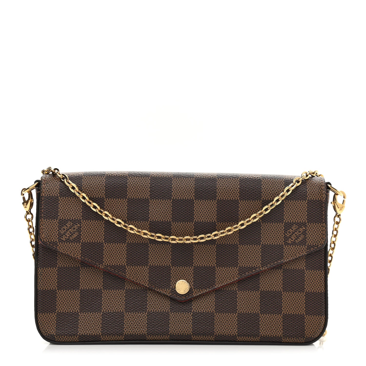 Louis Vuitton Damier Ebene Pochette Felicie Chain Wallet 3 of 12