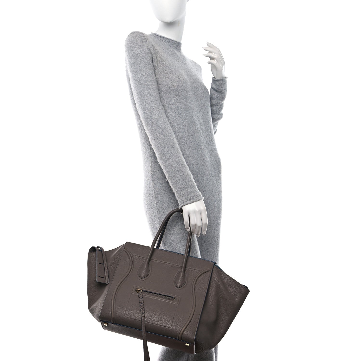 Celine Baby Grained Calfskin Medium Phantom Luggage Taupe 2 of 12