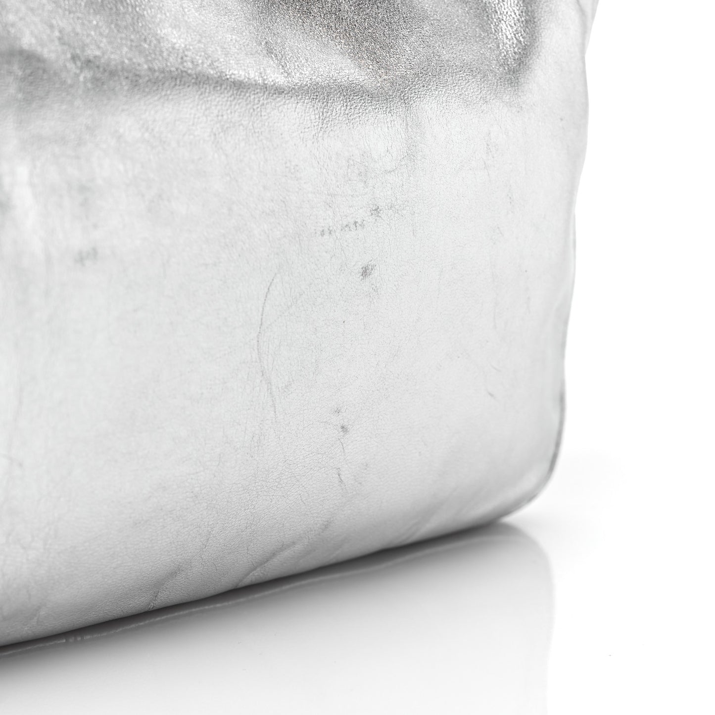Metallic Calfskin Baguette Silver