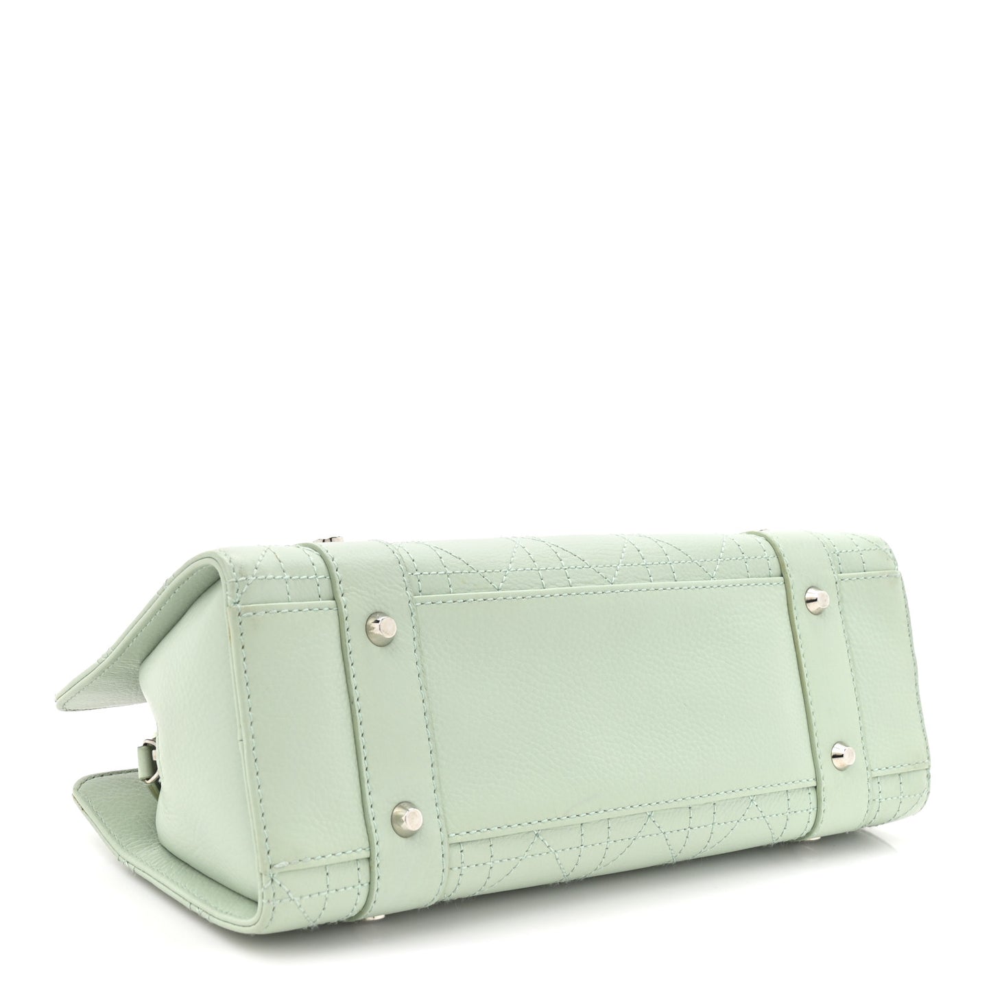 Calfskin Cannage Stitched Small East West Lady Dior Mint Green