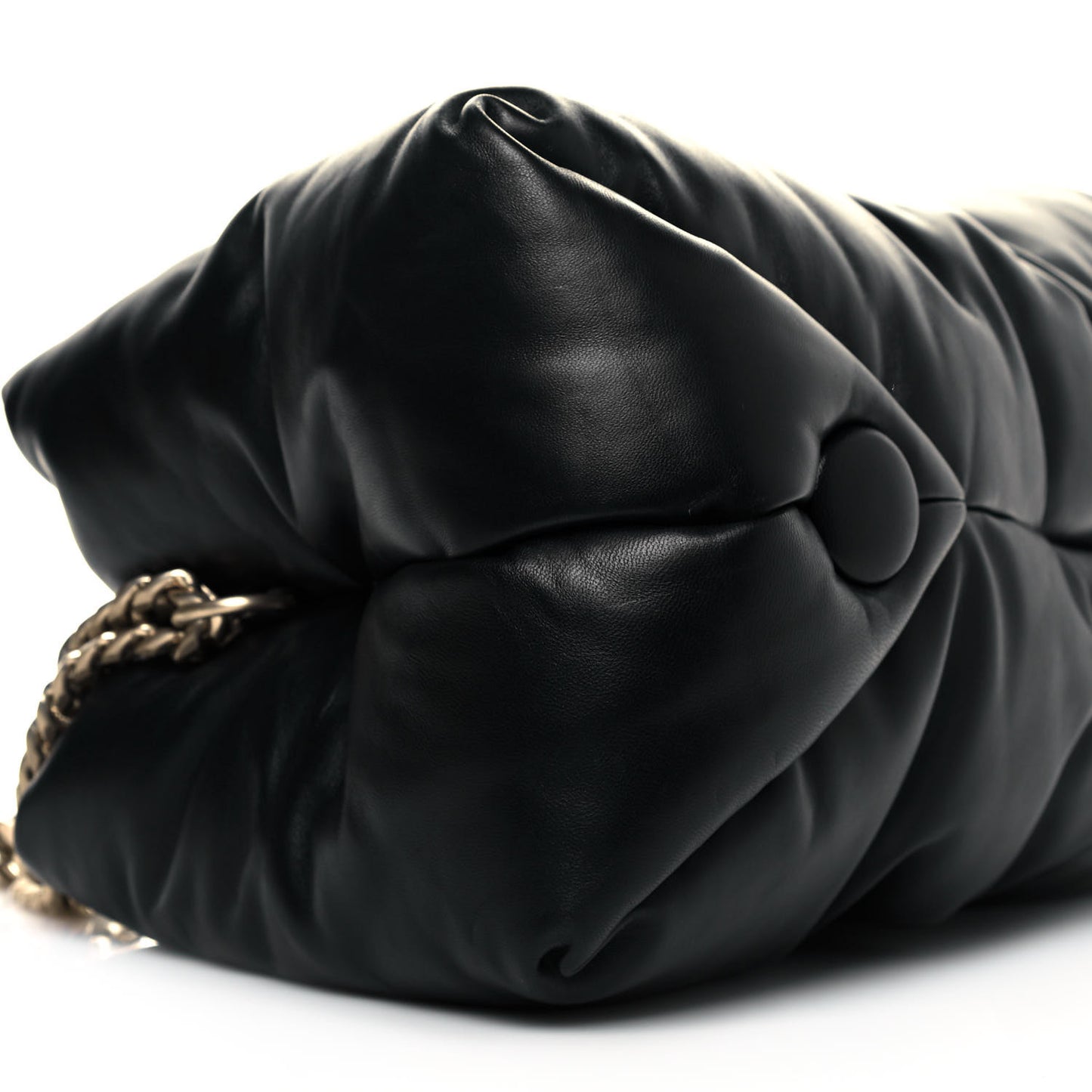 Lambskin Puffy Tobo Chain Shoulder Bag Black