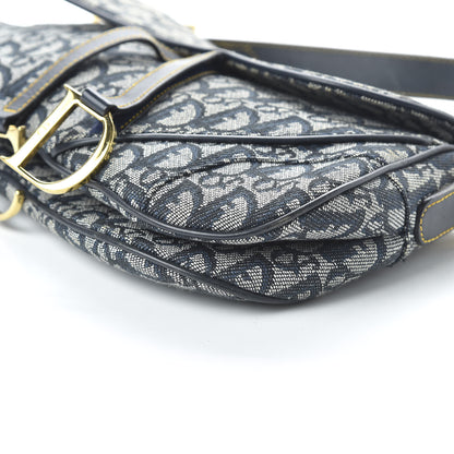 Christian Dior Monogram Double Saddle Bag Navy Blue 7 of 10
