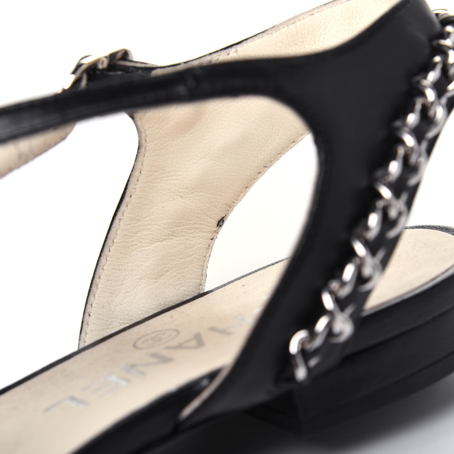 Chanel Lambskin CC Chain Sandals 36 Black 14 of 17