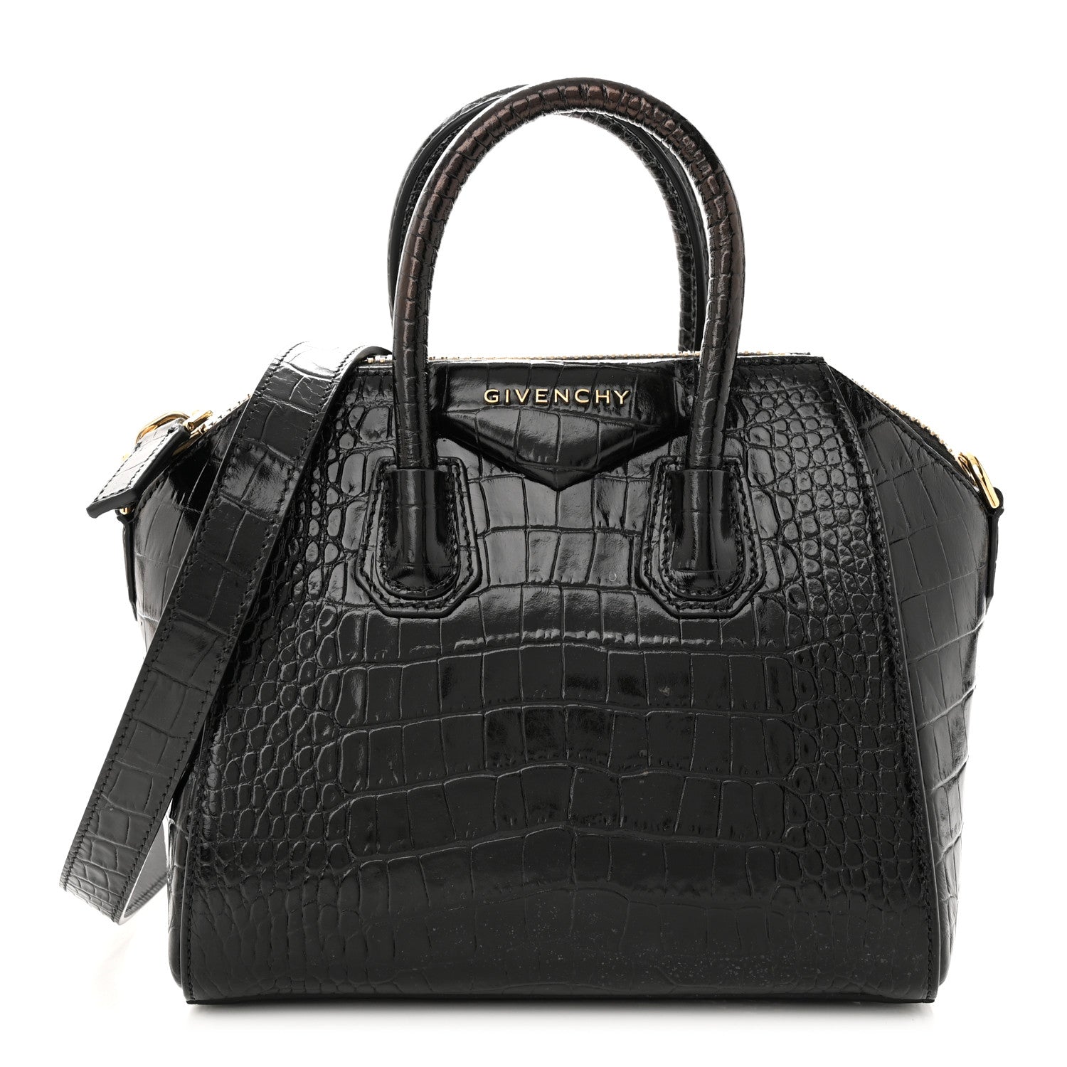 Givenchy Calfskin Crocodile Embossed Mini Antigona Black 1 of 10