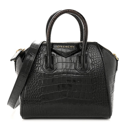 Givenchy Calfskin Crocodile Embossed Mini Antigona Black 1 of 10