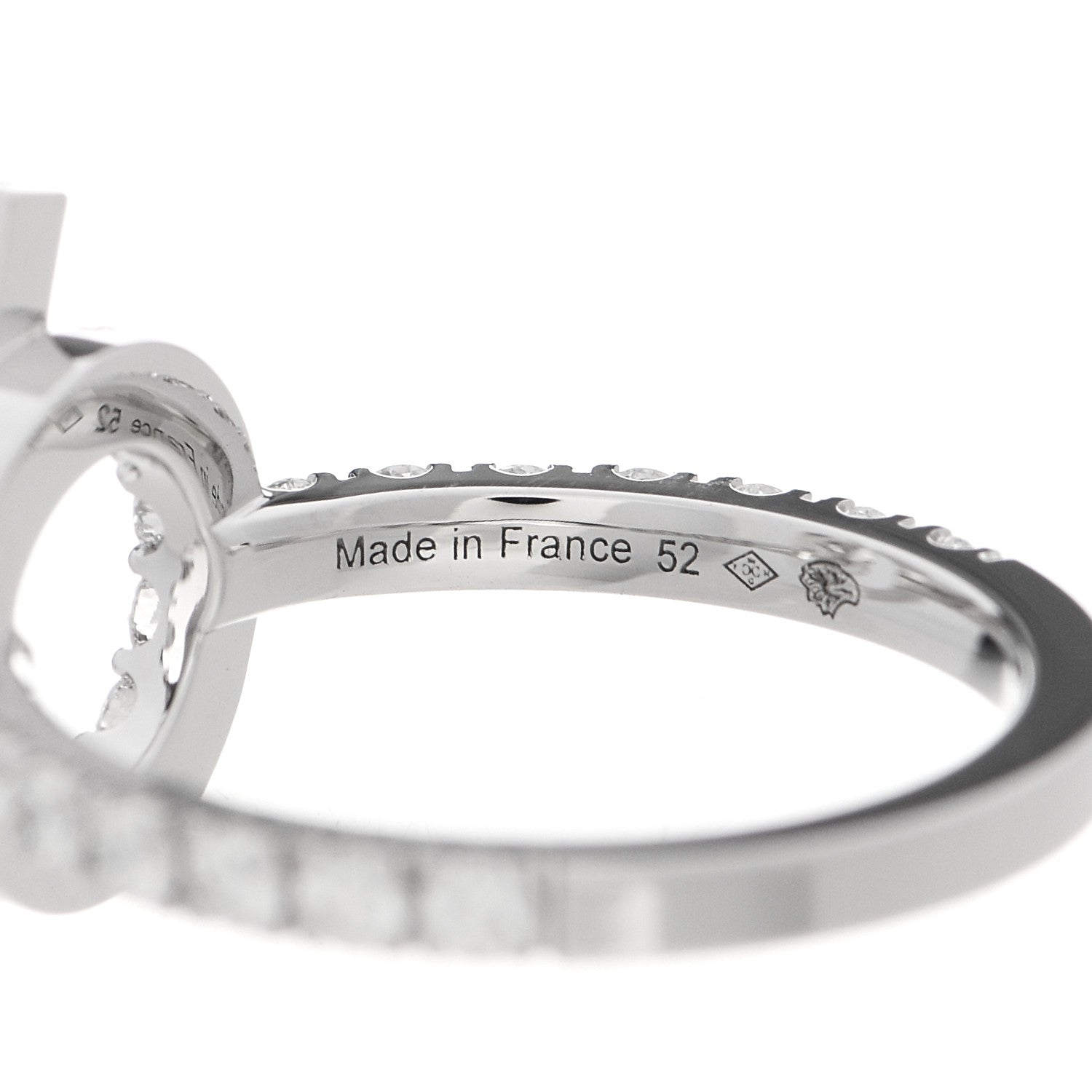 Hermes 18K White Gold Diamond Finesse Ring 52 6 4 of 5