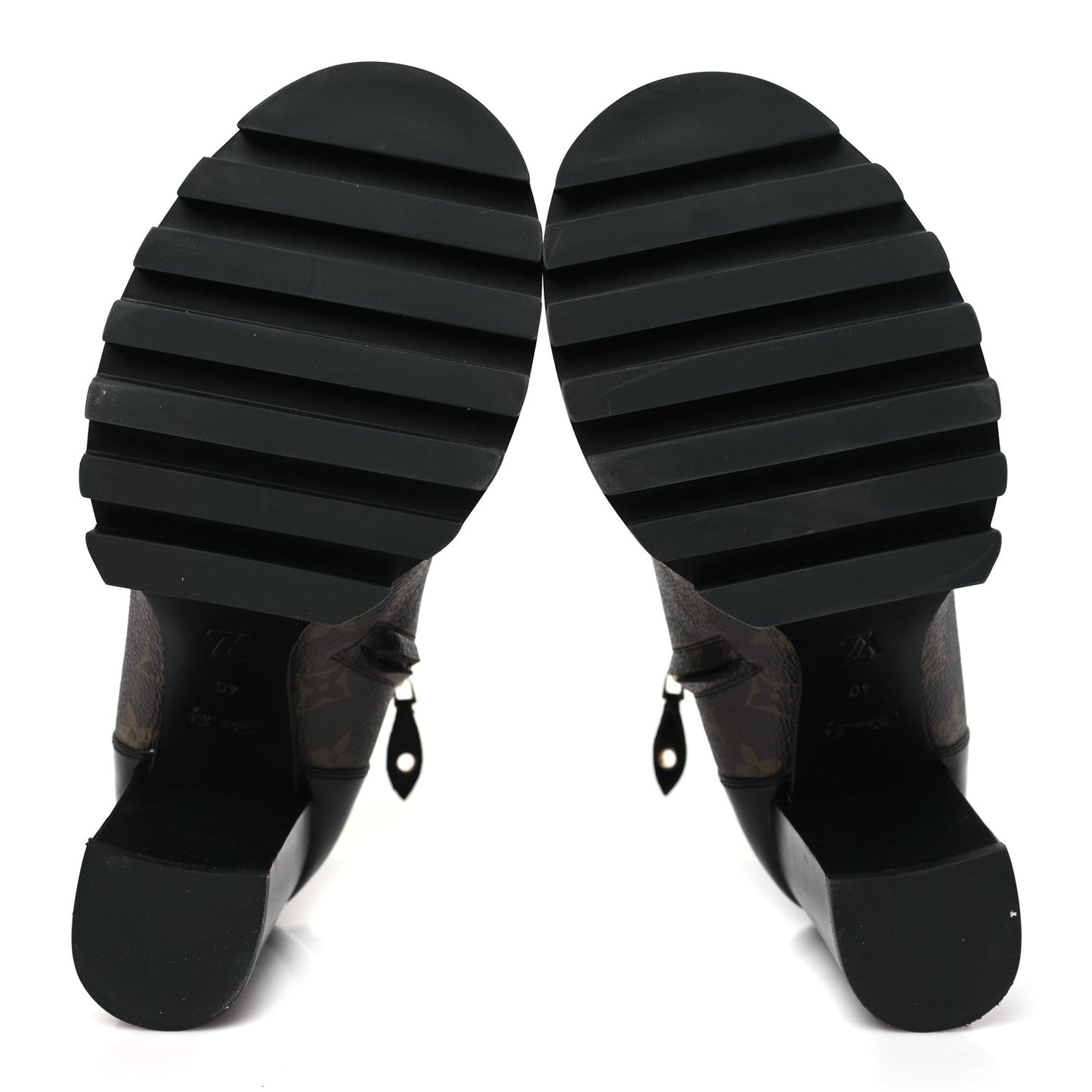 Patent Calfskin Monogram Star Trail Ankle Boots 40 Black