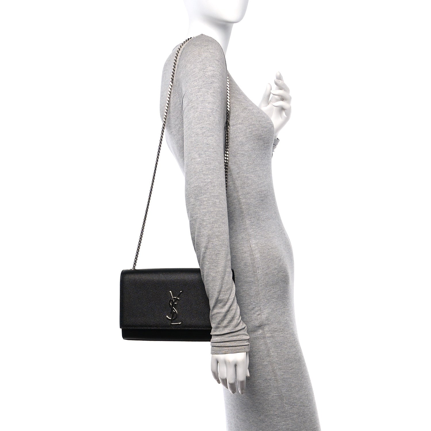 Saint Laurent Grain De Poudre Medium Classic Monogram Kate Satchel Black 2 of 12