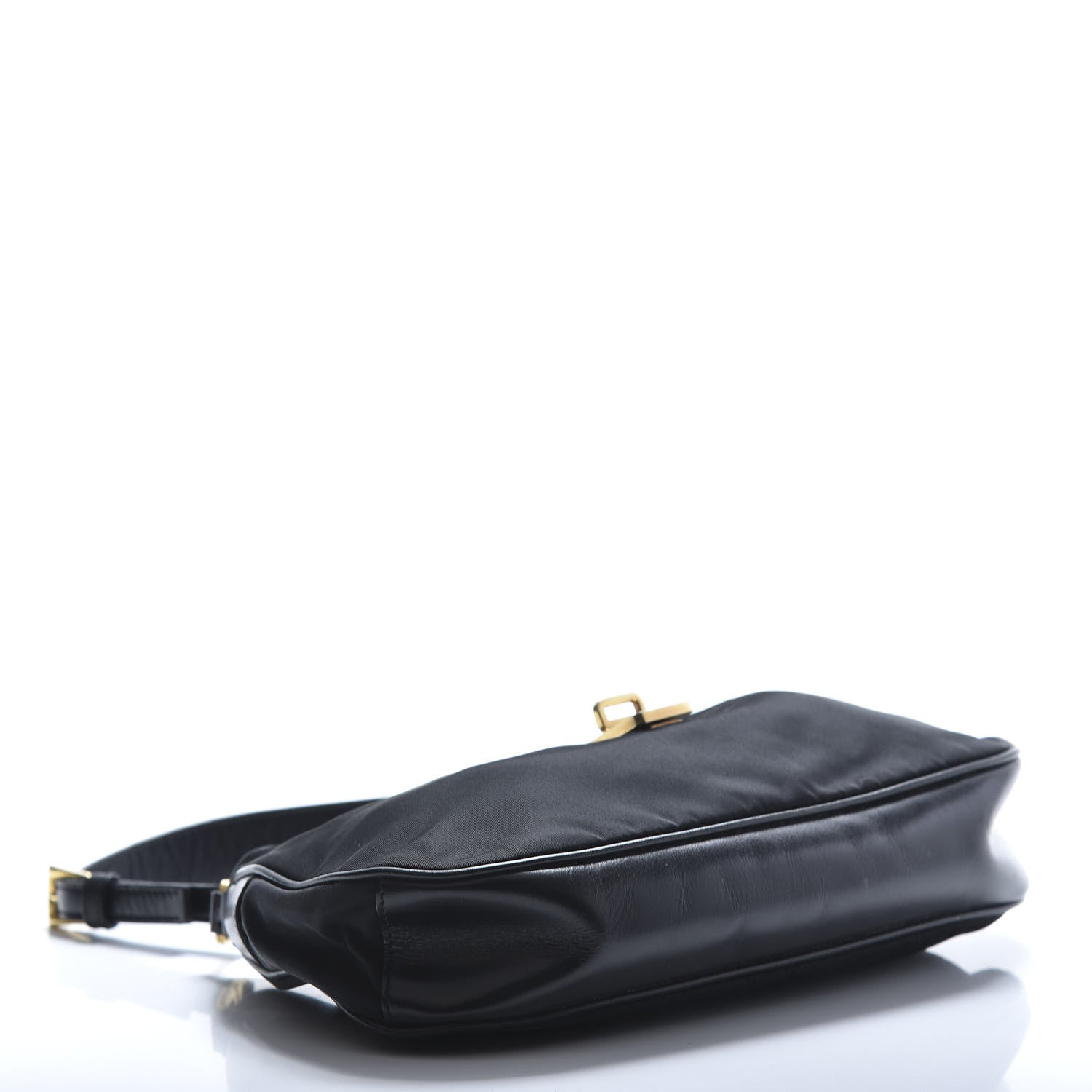 Prada Tessuto Nylon Soft Calf Shoulder Bag Black 4 of 11