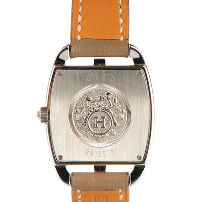 Hermes Stainless Steel Swift 26mm Cape Cod Tonneau Double Tour Quartz Watch Etoupe 3 of 7