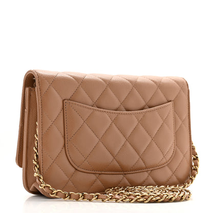 Chanel Caviar Quilted Wallet on Chain WOC Dark Beige 2 of 13