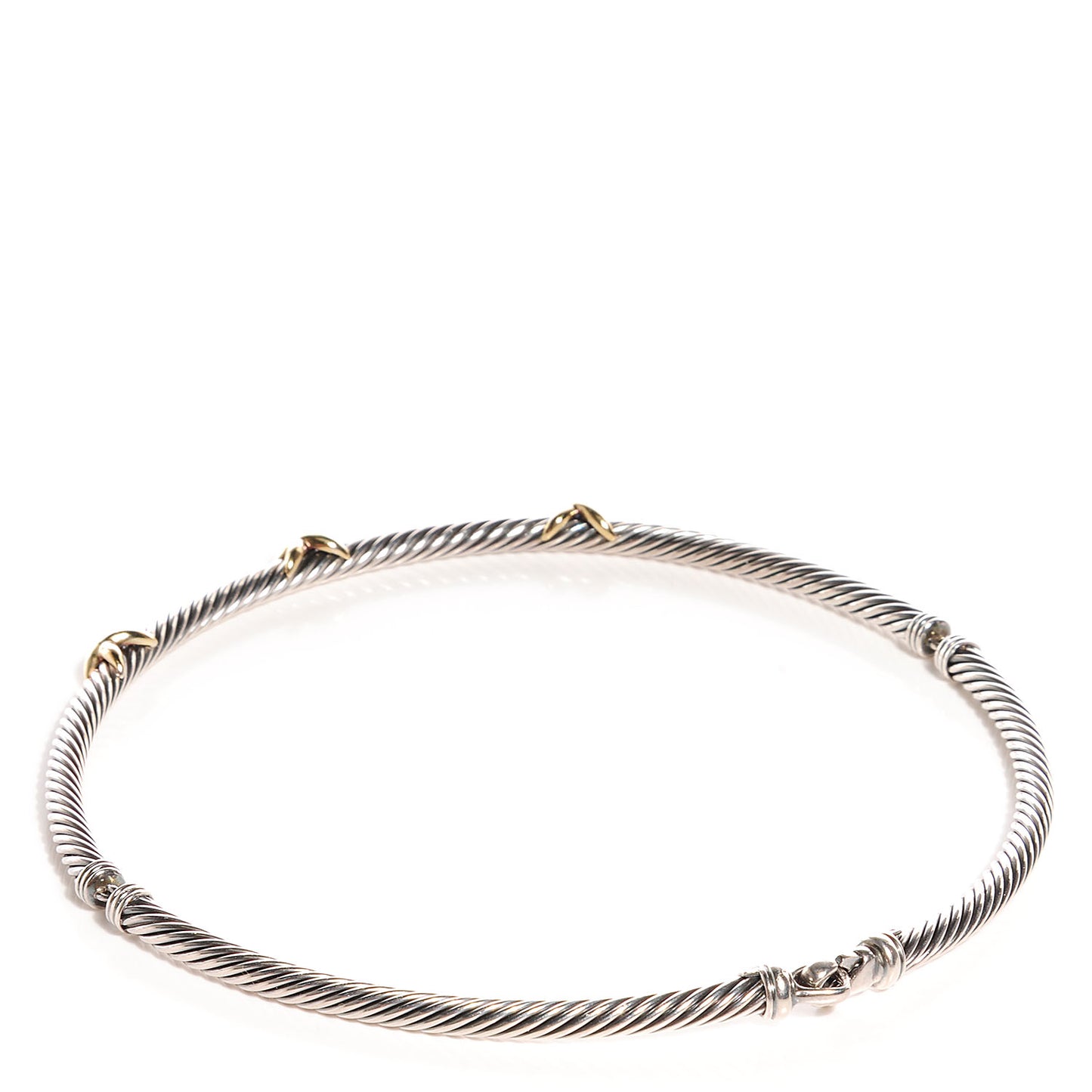 Sterling Silver 14K Yellow Gold 5mm X Cable Necklace