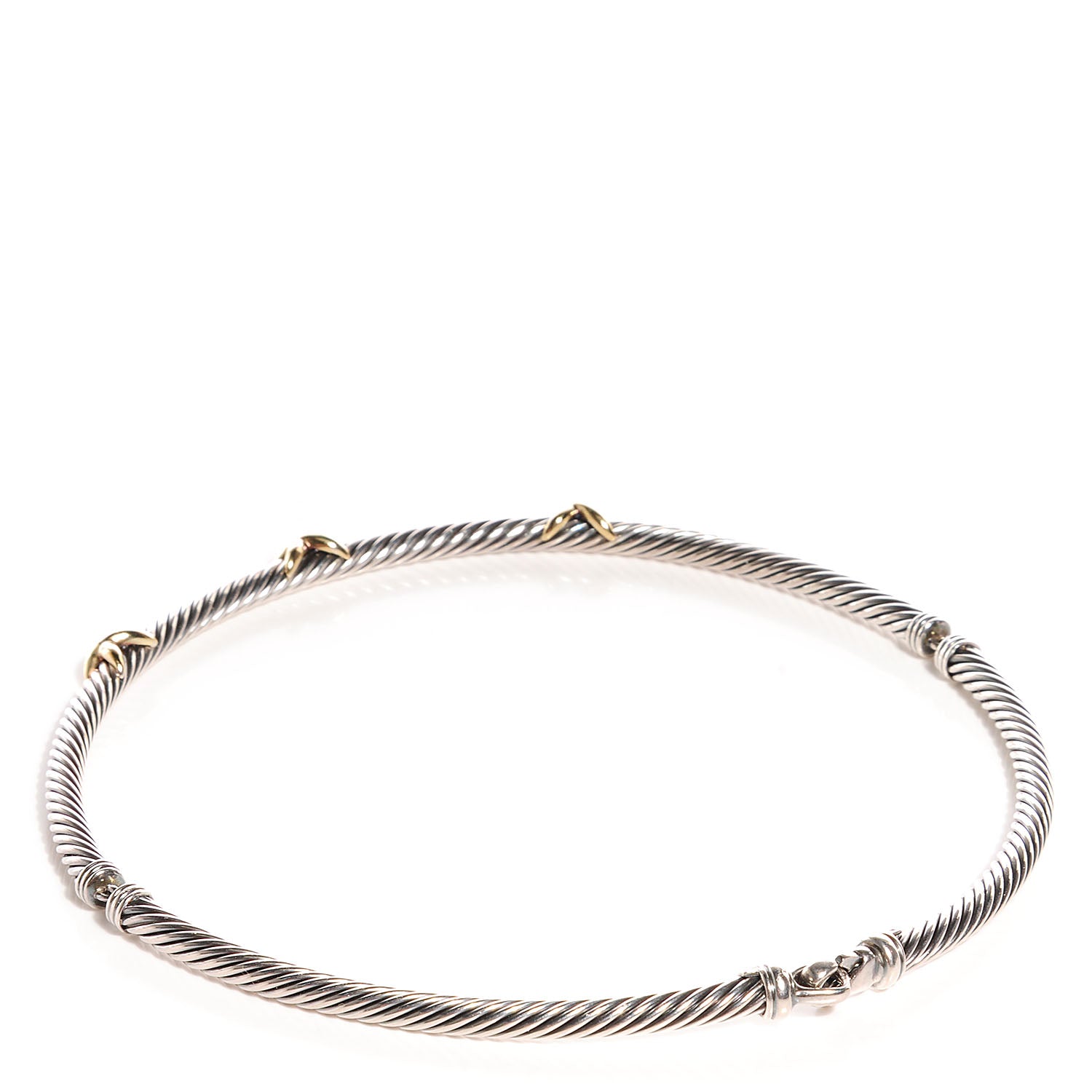 David Yurman Sterling Silver 14K Yellow Gold 5mm X Cable Necklace 3 of 8