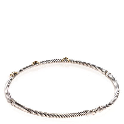 David Yurman Sterling Silver 14K Yellow Gold 5mm X Cable Necklace 3 of 8