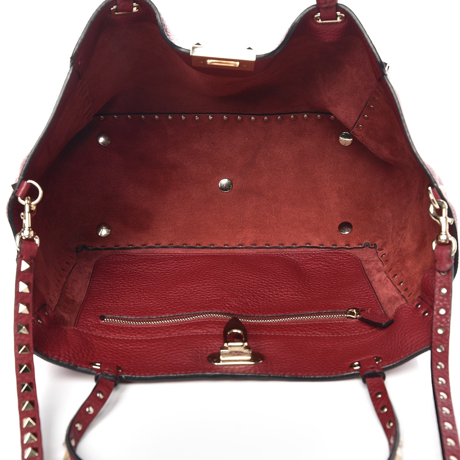 Valentino Garavani Pebbled Calfskin Medium Rockstud Tote Camelia 7 of 16