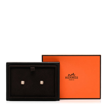 Hermes 18K Rose Gold Diamond Clou d'H Stud Earrings 5 of 5