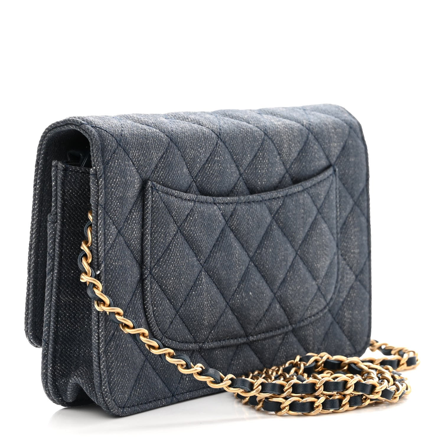 Chanel Denim Quilted Lucky Charms Reissue Wallet On Chain WOC Blue 2 of 10