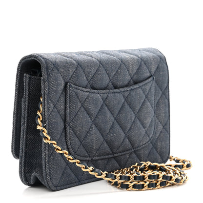 Chanel Denim Quilted Lucky Charms Reissue Wallet On Chain WOC Blue 2 of 10