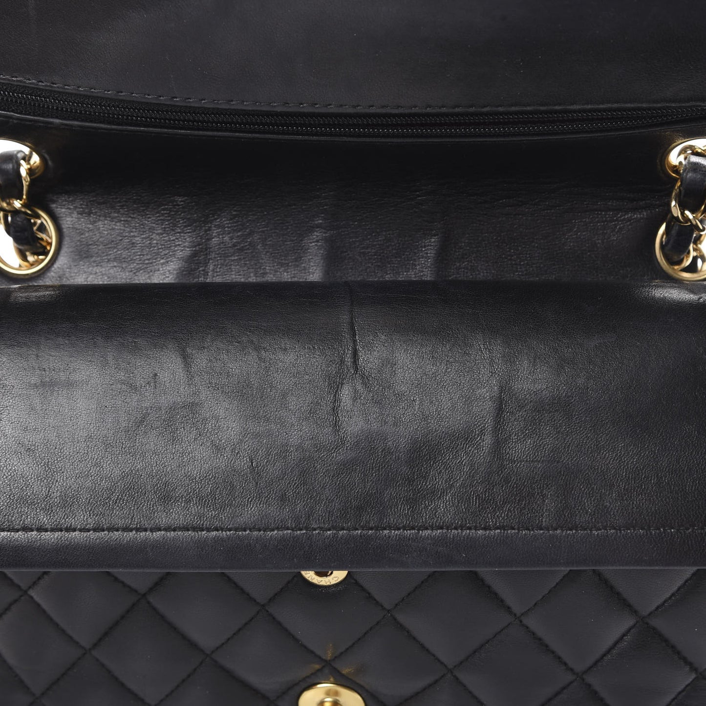 Lambskin Quilted Medium Double Flap Black