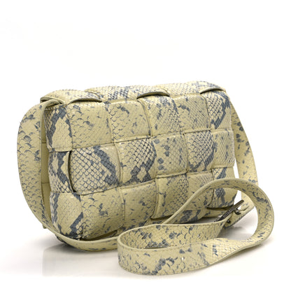 Bottega Veneta Goatskin Python Embossed Padded Cassette Crossbody Bag Kiwi Black Silver 3 of 11