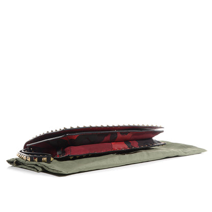 Valentino Garavani Nappa Canvas Camouflage Rockstud Wristlet Clutch Red Black 4 of 8