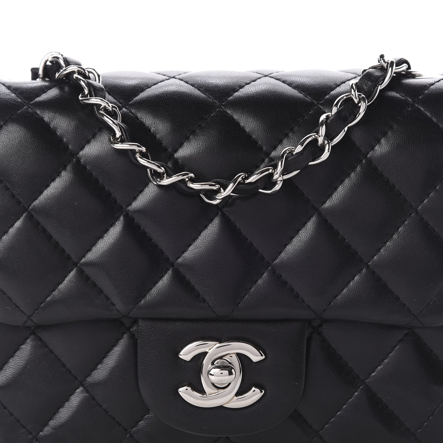 Chanel Lambskin Quilted Mini Square Flap Black 8 of 13