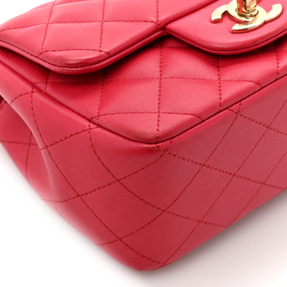 Chanel Lambskin Quilted Mini Square Flap Dark Pink 10 of 14