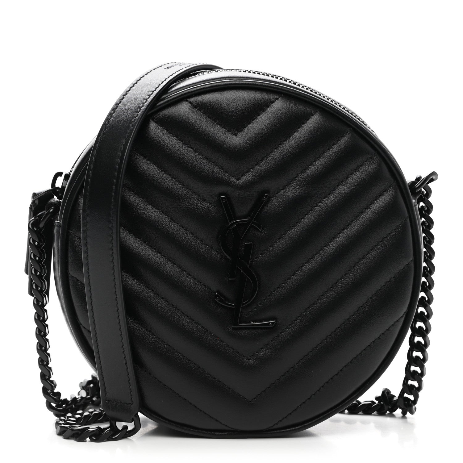 Saint Laurent Calfskin Matelasse Chevron Round Vinyle Camera Bag Black 1 of 10