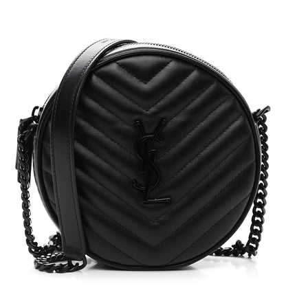 Saint Laurent Calfskin Matelasse Chevron Round Vinyle Camera Bag Black 1 of 10