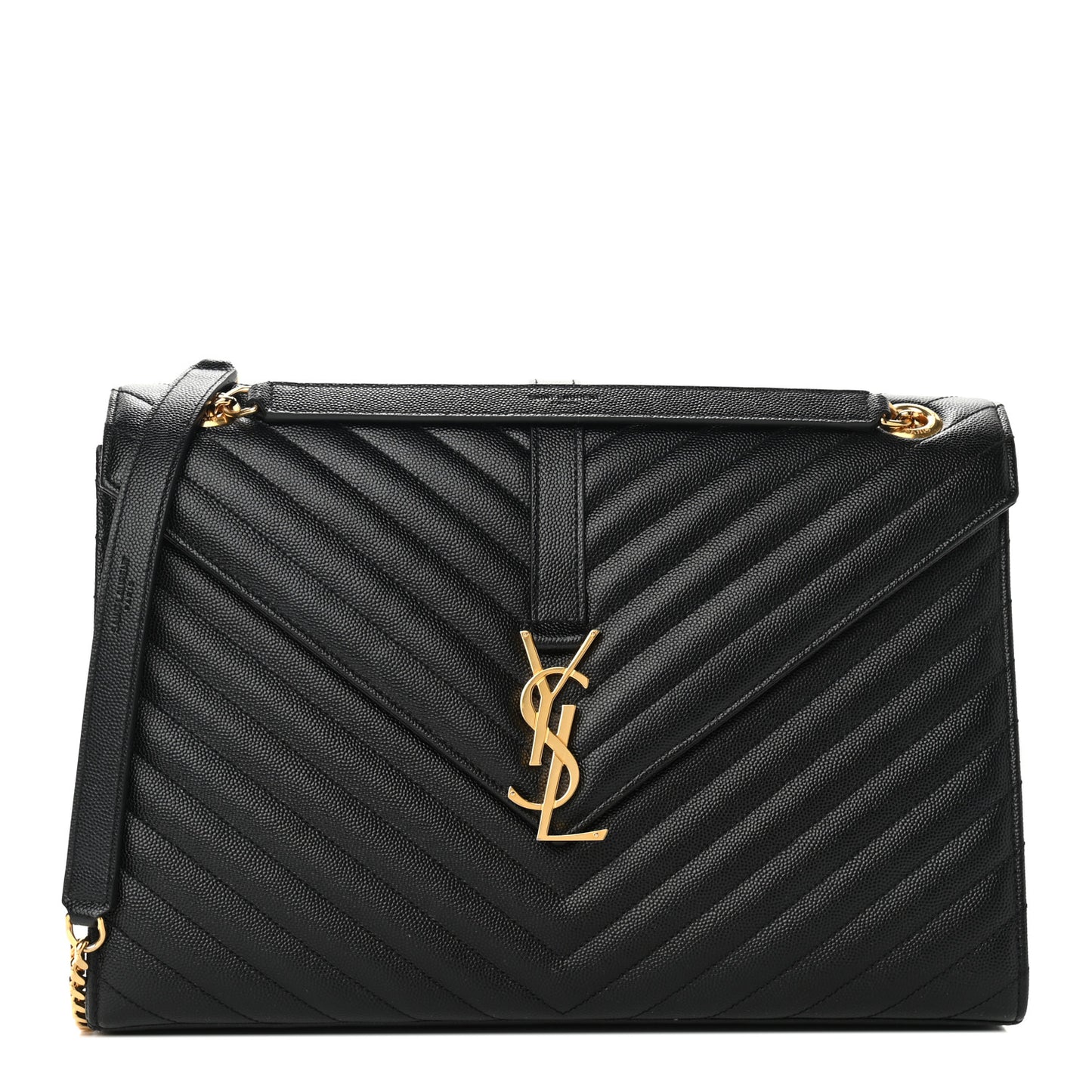 Grain De Poudre Matelasse Chevron Large Monogram Satchel Black