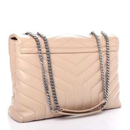 Saint Laurent Calfskin Y Quilted Monogram Medium Loulou Chain Satchel Nude Powder 3 of 12