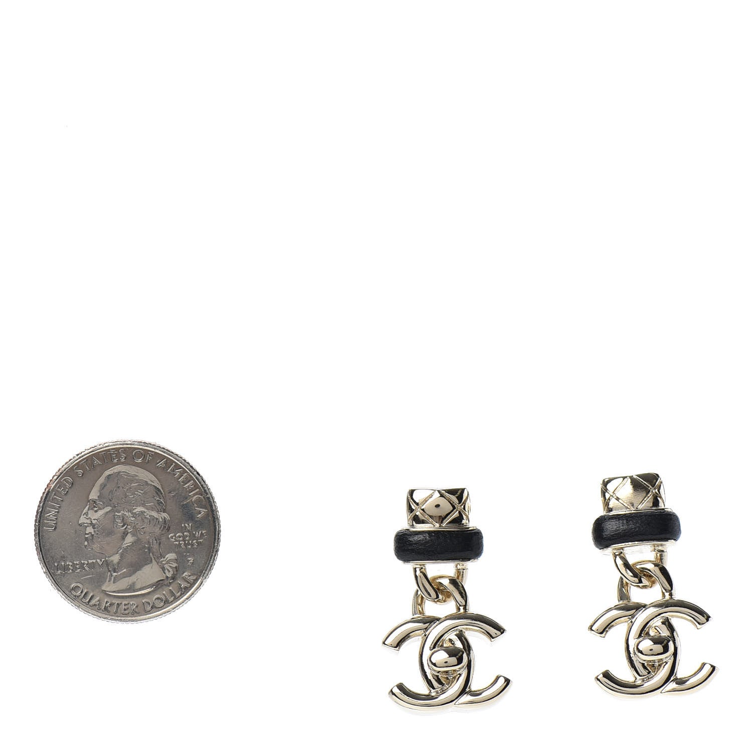 Chanel Lambskin CC Turnlock Drop Earrings Gold Black 2 of 4