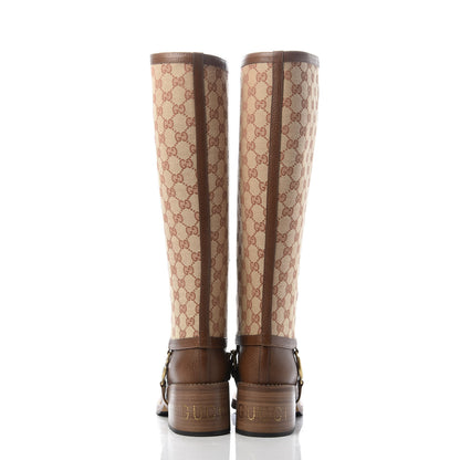 Gucci GG Monogram Calfskin Lola Tall Boots 39 Beige Ruggine Cuir 6 of 13