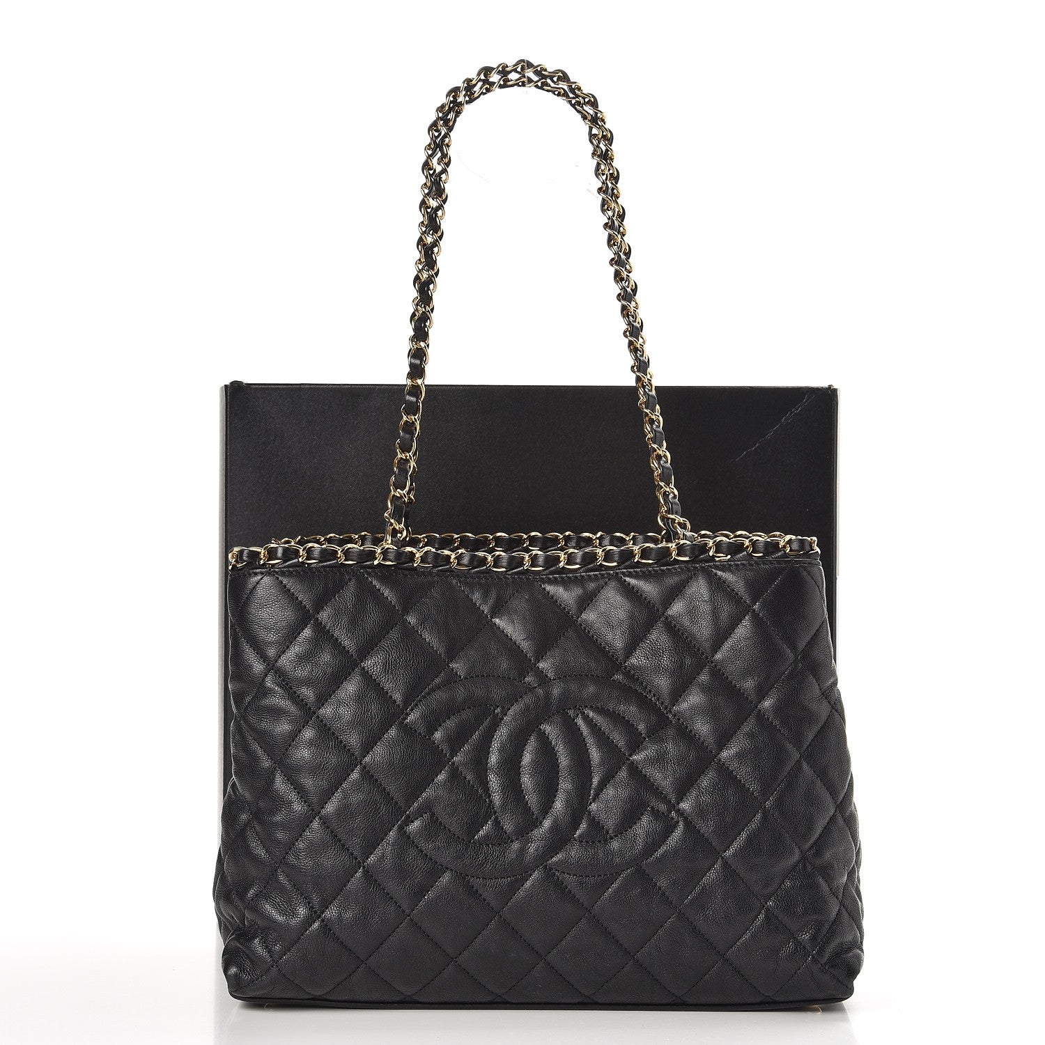 Chanel Calfskin Quilted Small Chain Me Tote Black 8 of 8