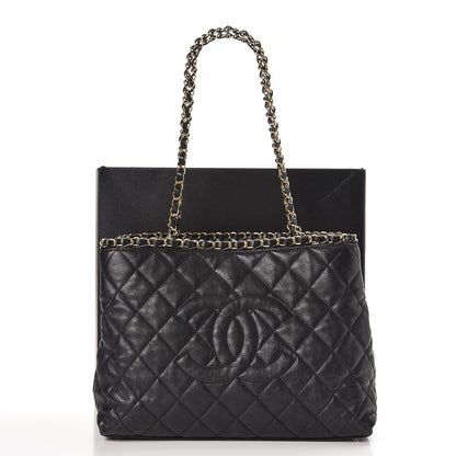 Chanel Calfskin Quilted Small Chain Me Tote Black 8 of 8
