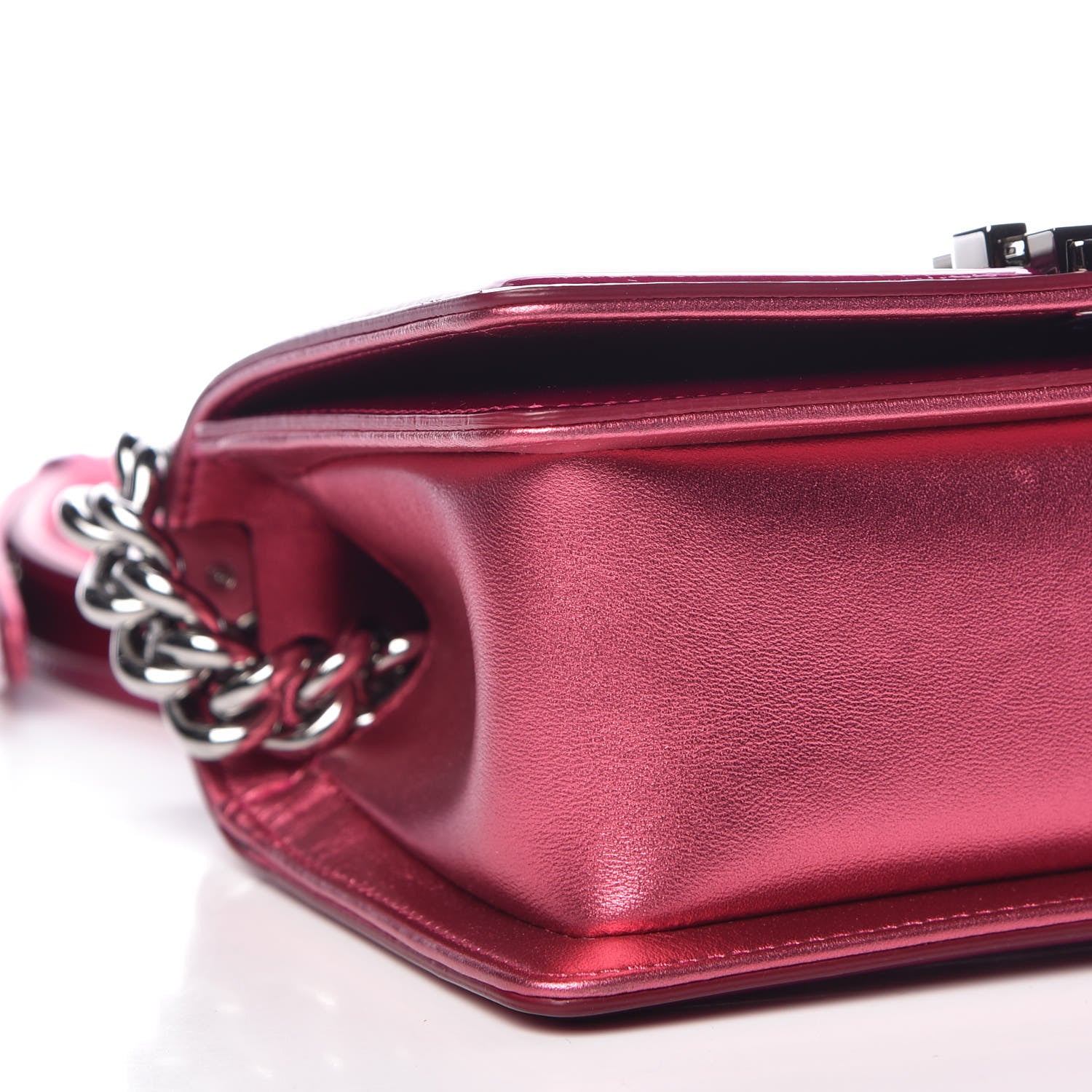 Chanel Metallic Patent Calfskin Quilted Small Boy Flap Pink 8 of 9