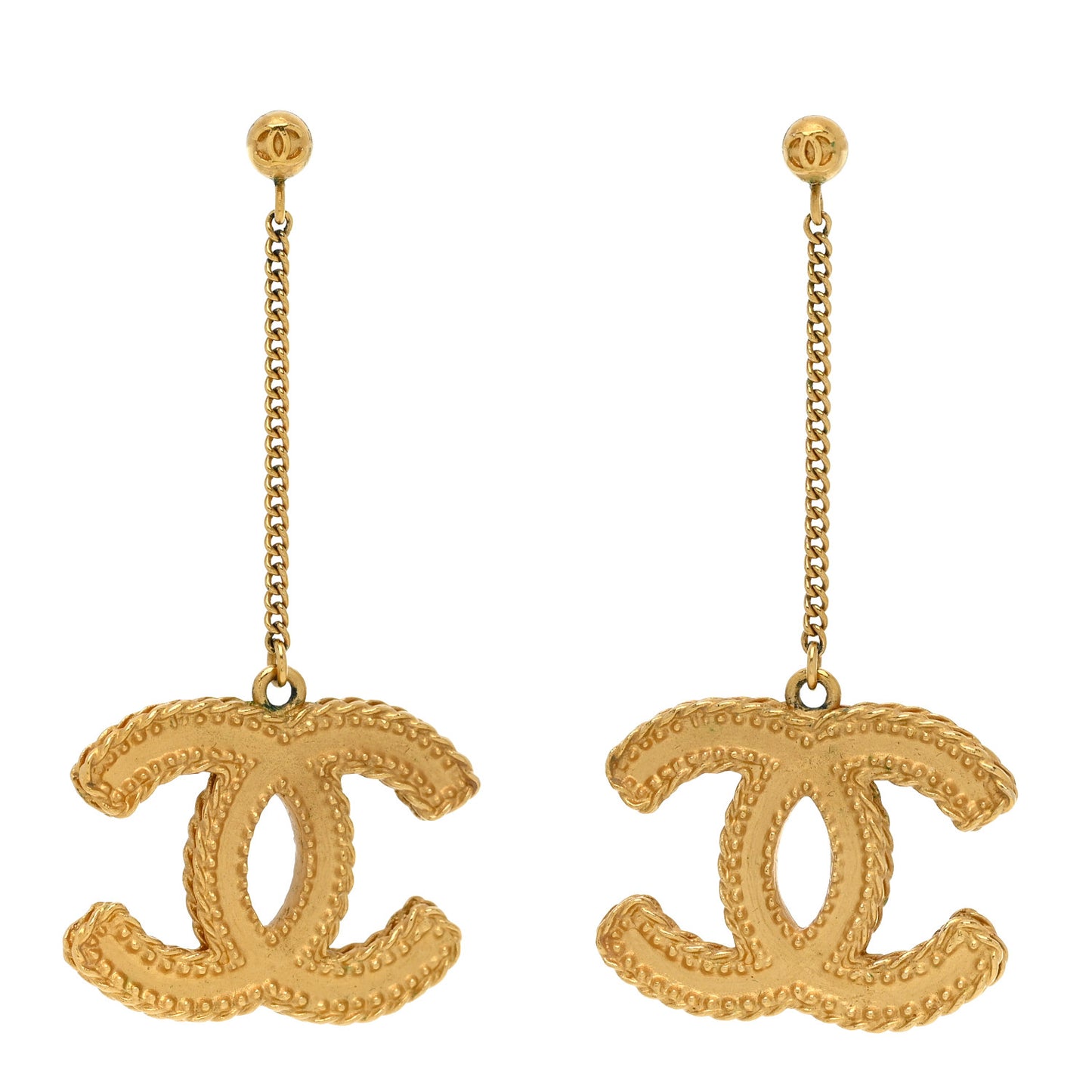 CC Drop Earrings Matte Gold