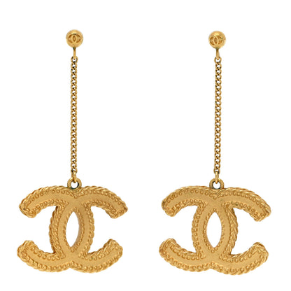 Chanel CC Drop Earrings Matte Gold 1 of 5