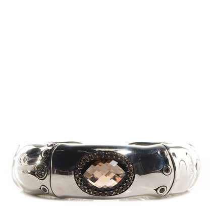 John Hardy Sterling Silver Smoky Quartz Wide Bamboo Kick Cuff 1 of 6