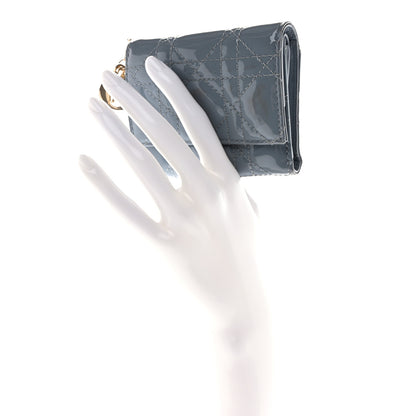 Christian Dior Patent Cannage Lady Dior Lotus Wallet Light Blue 2 of 8