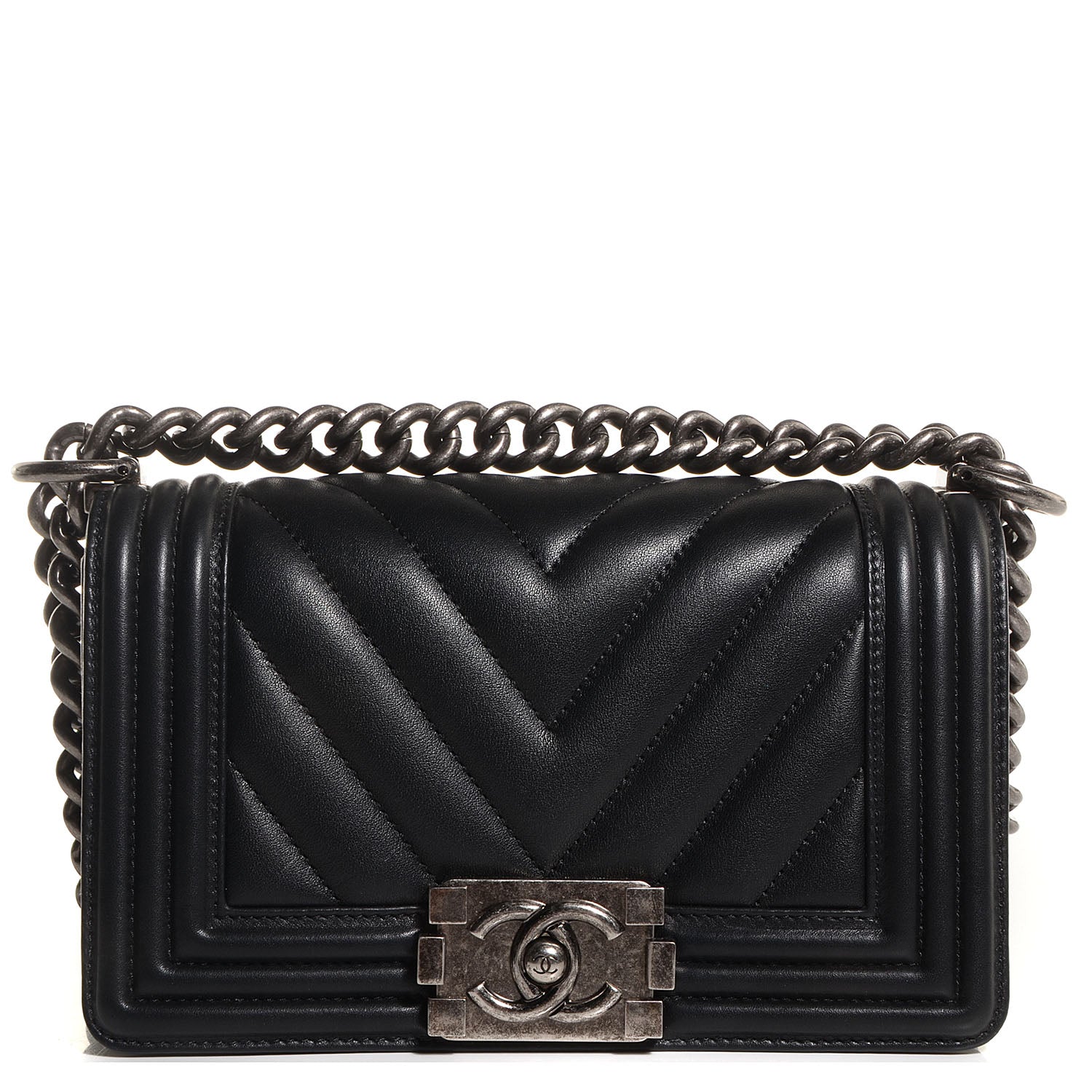 Chanel Calfskin Chevron Quilted Small Boy Flap Black 1 of 10